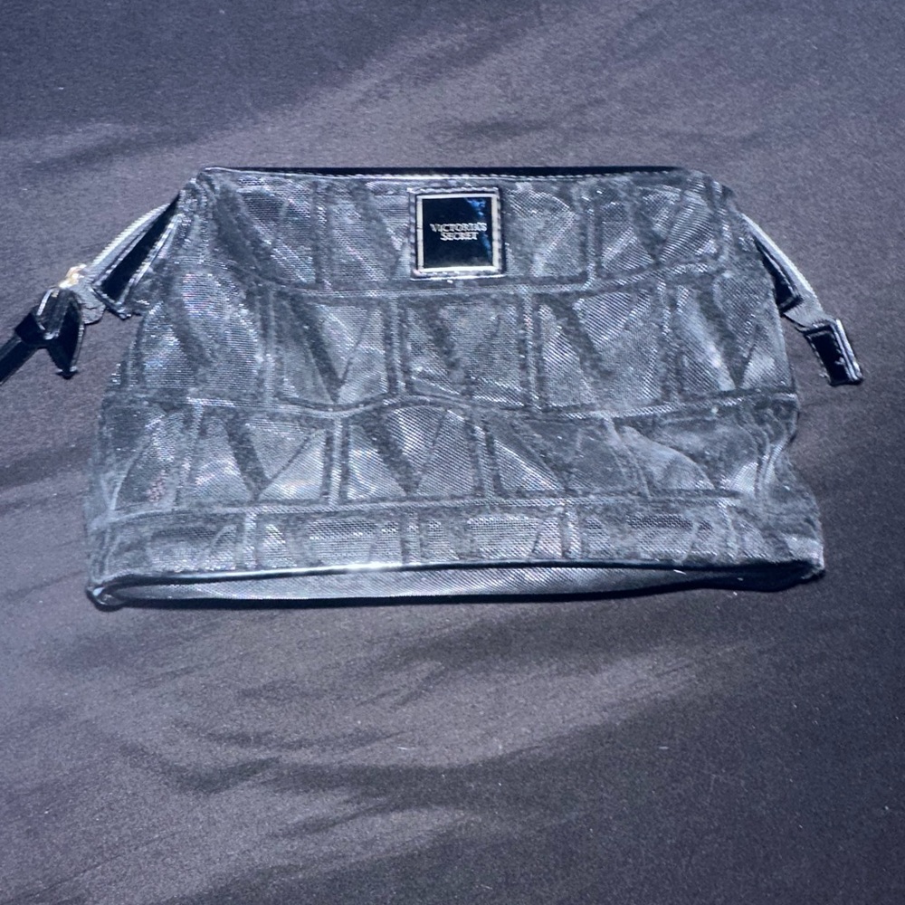 Victoria's Secret Black Geometric Cosmetic Bag